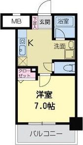 WILLDO難波WI(1K/7階)の間取り写真