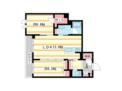 シャーメゾン ヴィラ学園前(2LDK/2階)の間取り写真