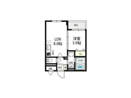 グリーンフォレスト(1LDK/3階)の間取り写真