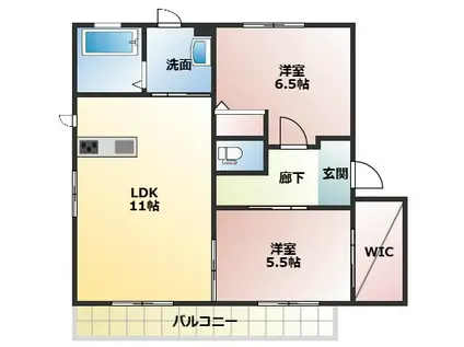 レグルス江南(2LDK/2階)の間取り写真