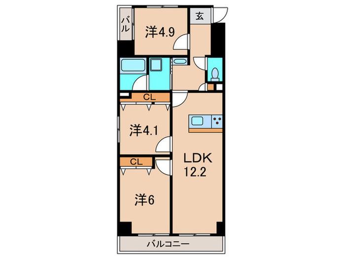 パークモダン伊丹(3LDK/6階)の間取り写真