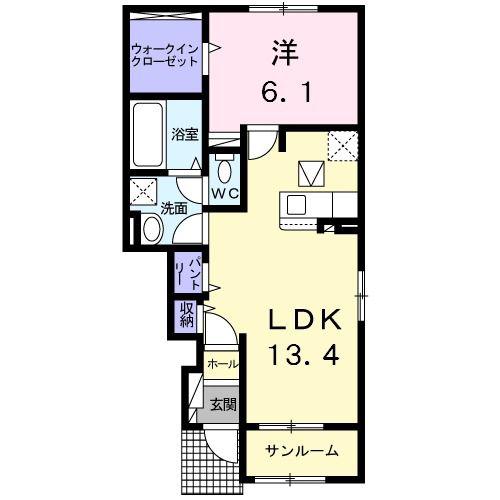 ヴィラ・坂本A(1LDK/1階)の間取り写真