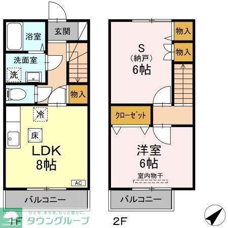 ソシアN(1SLDK/2階)の間取り写真