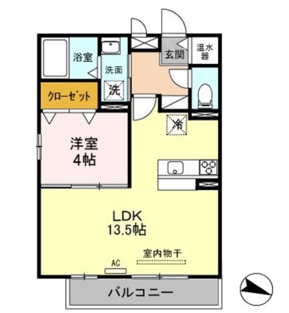 リヴェール山田(1LDK/2階)の間取り写真