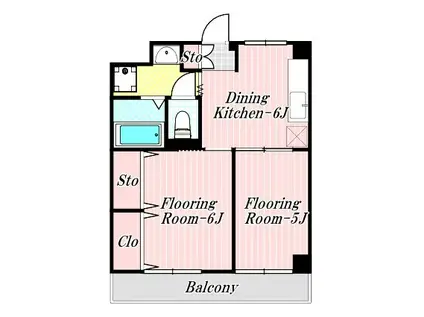 ハイツ加村(2LDK/5階)の間取り写真