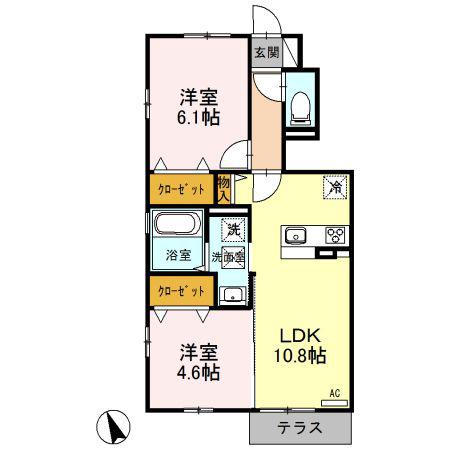 エストレーヤ(2LDK/1階)の間取り写真