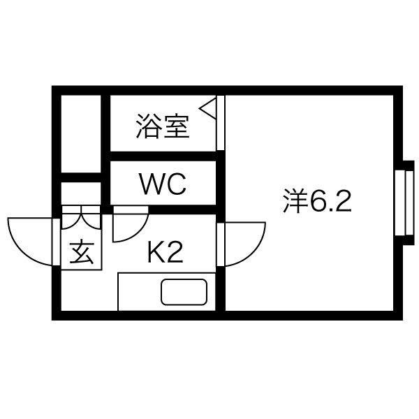 ラガール元町(1K/1階)の間取り写真
