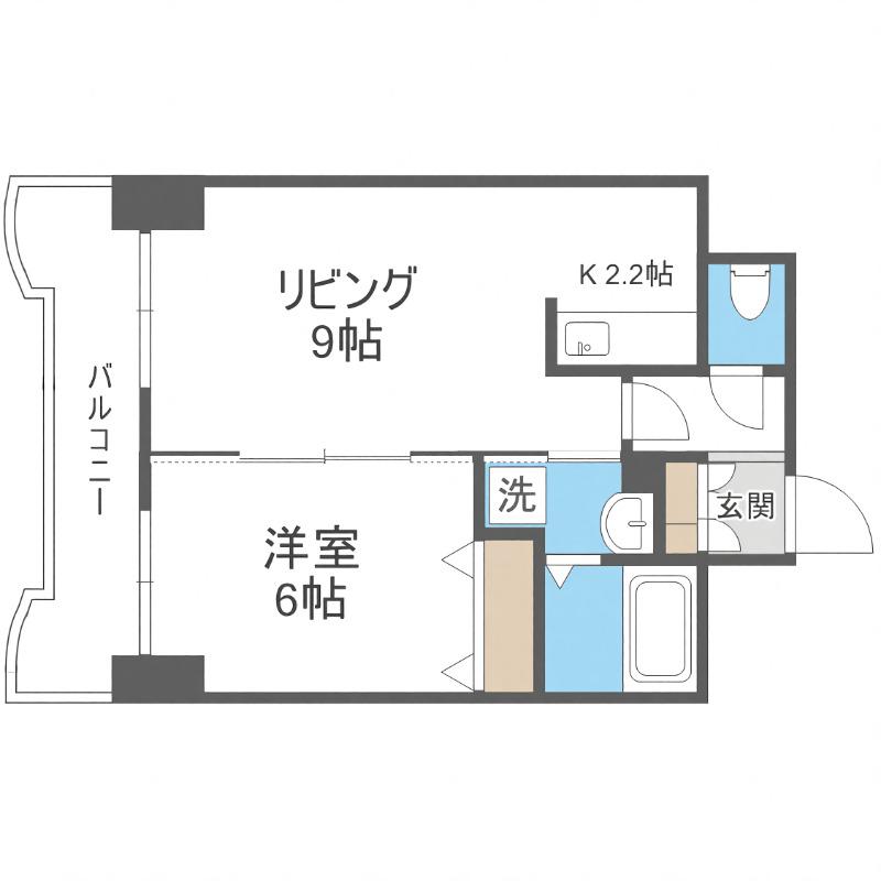 ティアラFCサイド(1LDK/2階)の間取り写真