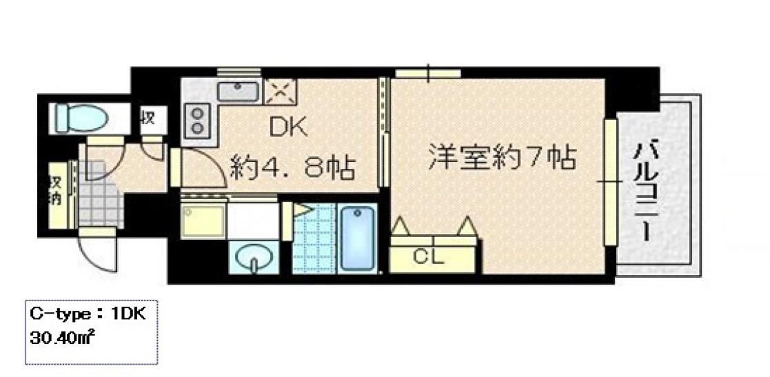 ユーレジデンス淀屋橋(1DK/3階)の間取り写真