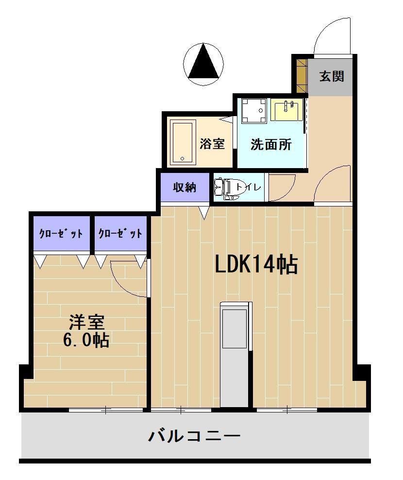 アサバハイツ美和(1LDK/5階)の間取り写真