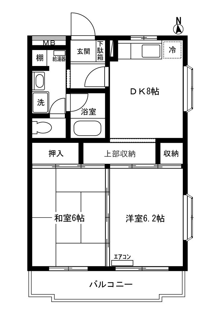 エクセレント日吉(2DK/2階)の間取り写真