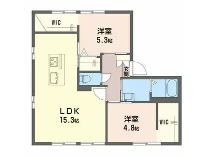 コスモタウン森岡 D棟(2LDK/1階)の間取り写真