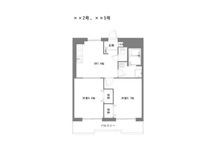 スパーキングII(2DK/2階)の間取り写真