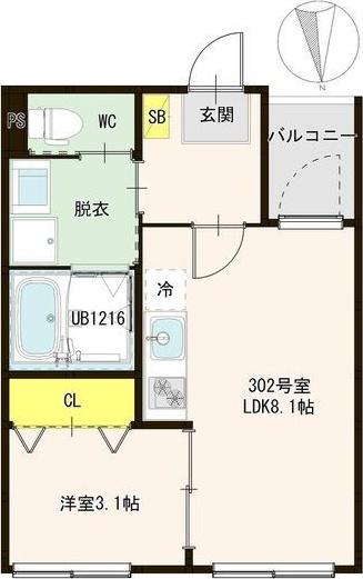 ARUCA RAUM(1LDK/3階)の間取り写真