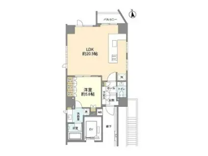 クレヴィア南麻布(1LDK/13階)の間取り写真