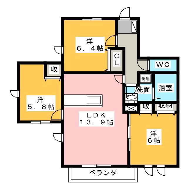 ルミエール(3LDK/2階)の間取り写真