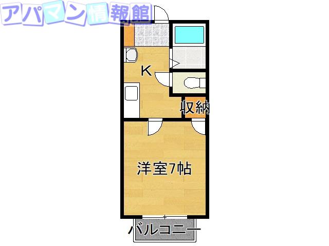 プランタン石沢III(1K/2階)の間取り写真