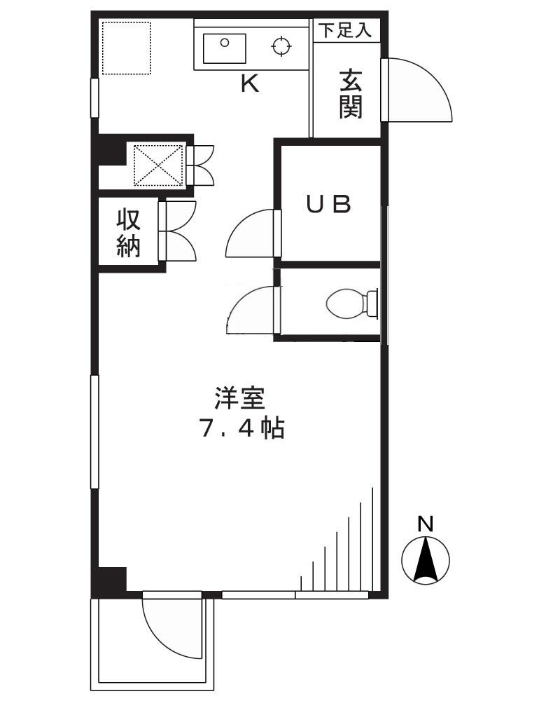 フローリエ細山II(ワンルーム/1階)の間取り写真