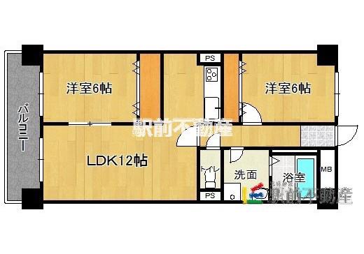 ジュラーレ姪浜(2LDK/6階)の間取り写真
