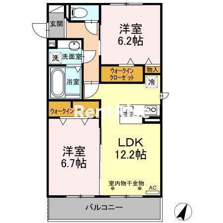 グリーン リーフII(2LDK/2階)の間取り写真