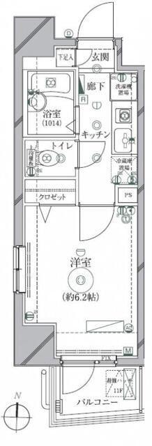 リクレイシア西麻布1(1K/2階)の間取り写真