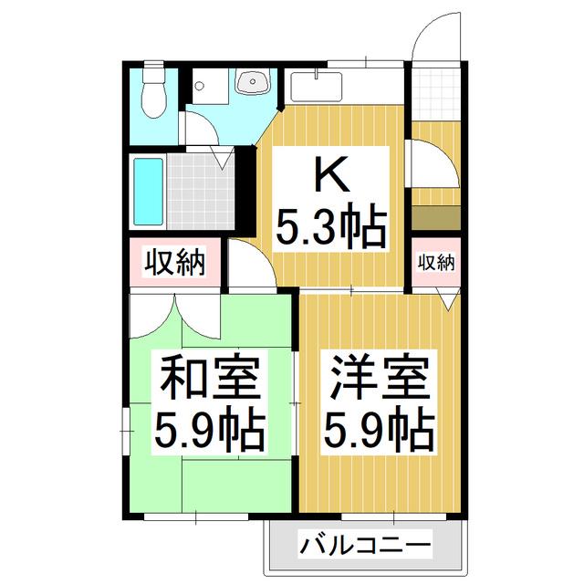 フレグランスリバティA棟(2K/2階)の間取り写真