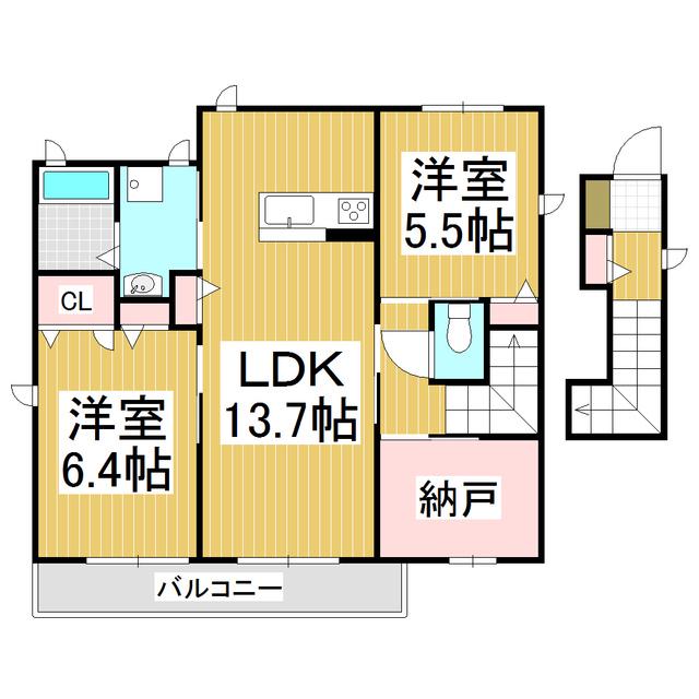 プロヌーヴMAYU(2LDK/2階)の間取り写真