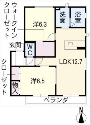 カルサイト(2LDK/1階)の間取り写真