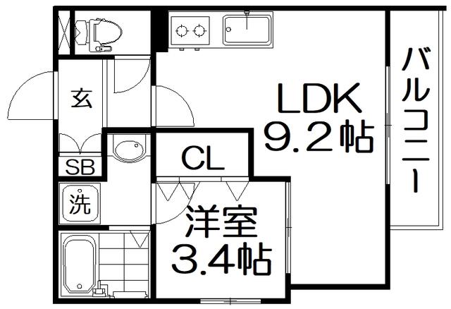 RETERASU光善寺(1LDK/2階)の間取り写真