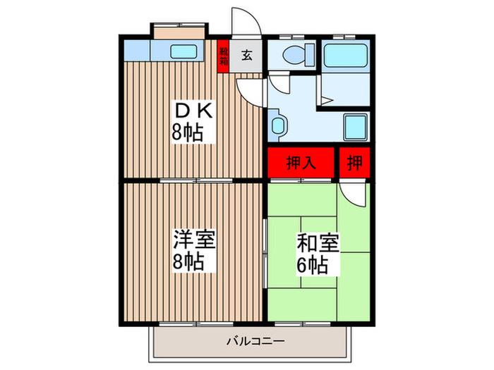 メゾン北原(2DK/2階)の間取り写真