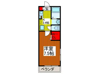 プランドール川口(1K/1階)の間取り写真
