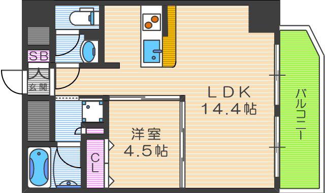 セレニテ梅田北プレミアム(1LDK/5階)の間取り写真