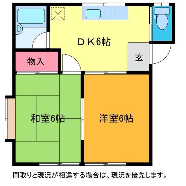 コーポ新川(2DK/1階)の間取り写真