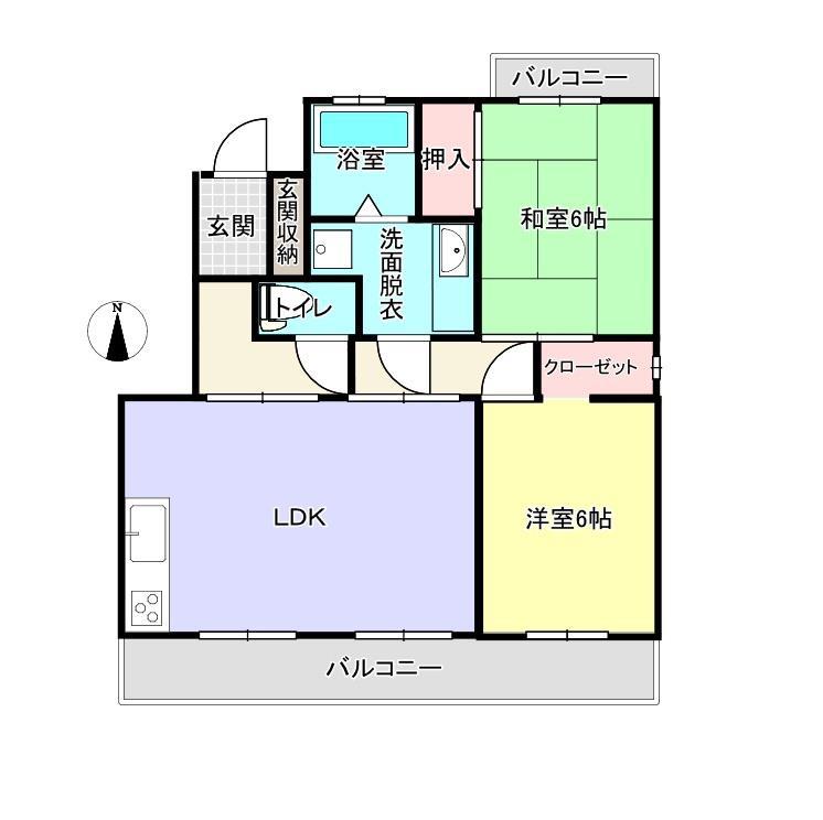 エクセルオオタケ(2LDK/3階)の間取り写真
