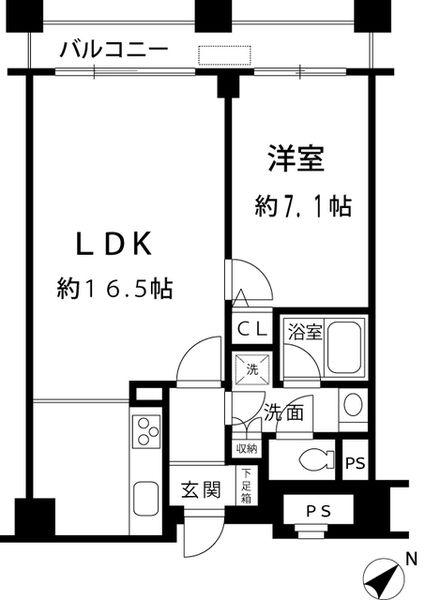 ルシマン月島(1LDK/9階)の間取り写真
