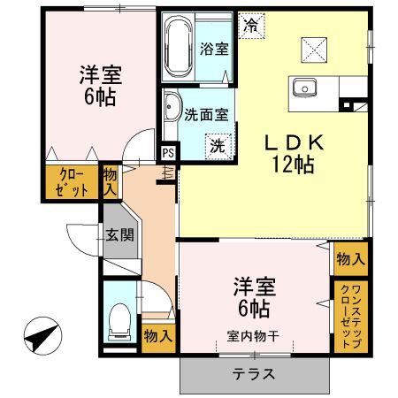 ポルックス(2LDK/1階)の間取り写真