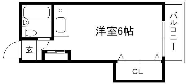 フレール下鴨(ワンルーム/2階)の間取り写真