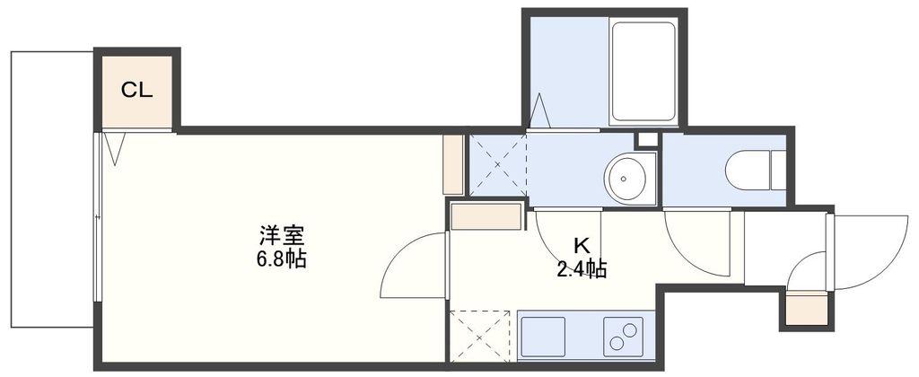 アーバス川口町(1K/8階)の間取り写真