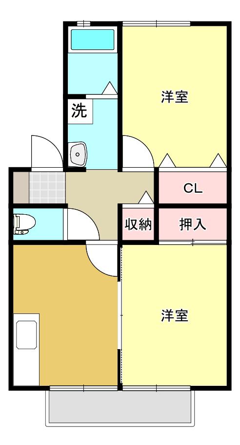 ニューキャピタル弐番館(2LDK/2階)の間取り写真