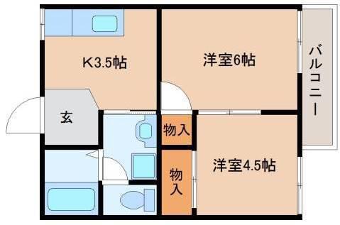 ハイツアオイ(2K/2階)の間取り写真