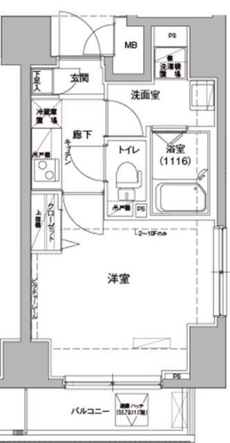 ロメック錦糸町(1K/4階)の間取り写真