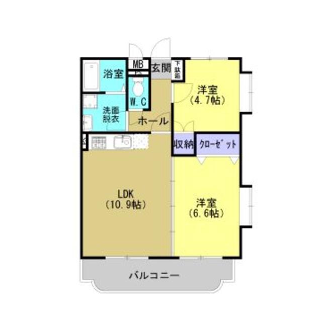 クリザンテーム(2LDK/3階)の間取り写真