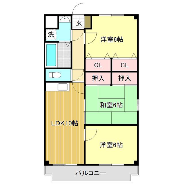 ピースハウスM(3LDK/1階)の間取り写真