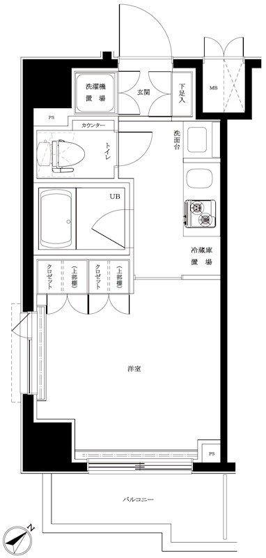 ルーブル横濱反町(1K/4階)の間取り写真