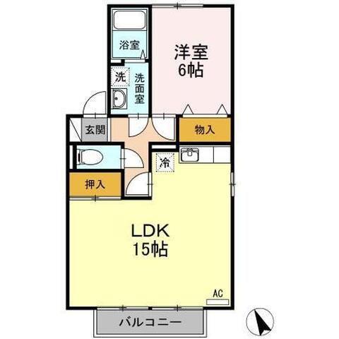 リヴェールA(1LDK/2階)の間取り写真