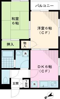 サンホープ白山(2DK/2階)の間取り写真