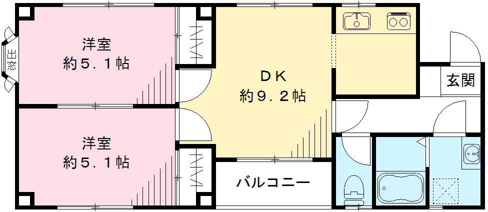 カースル三ノ輪A棟(2DK/2階)の間取り写真