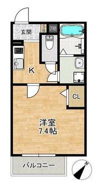ルミエール東姫路(1K/2階)の間取り写真