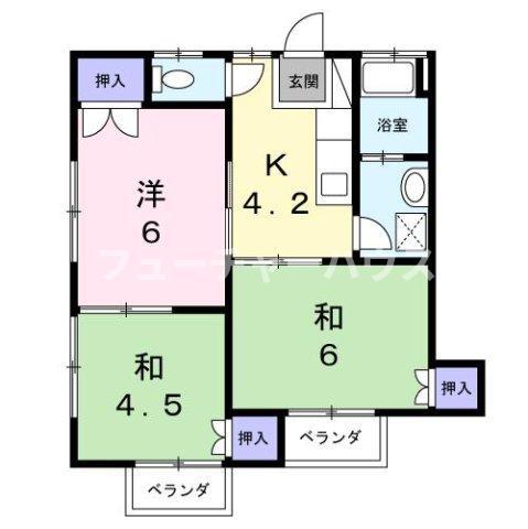 コーポ原の内(3K/2階)の間取り写真