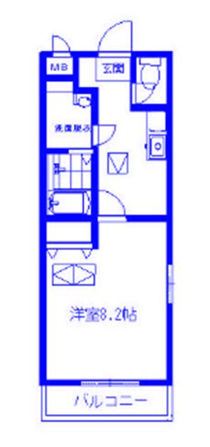 メープルハイム(1K/2階)の間取り写真